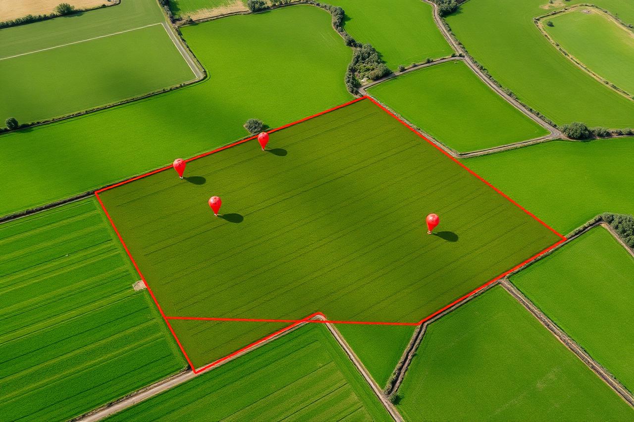 Área rural com limites de propriedade demarcados