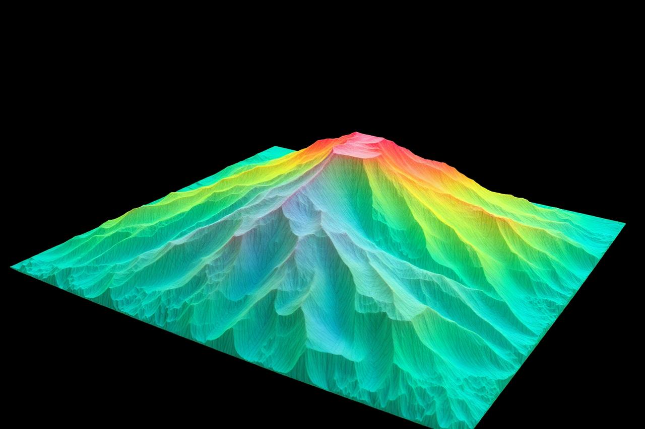 Nuvem de pontos LiDAR de terreno em três dimensões